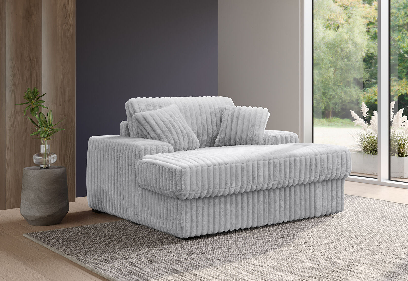GRANDORA FABRIC CHAISE CHAIR LIGHT GREY