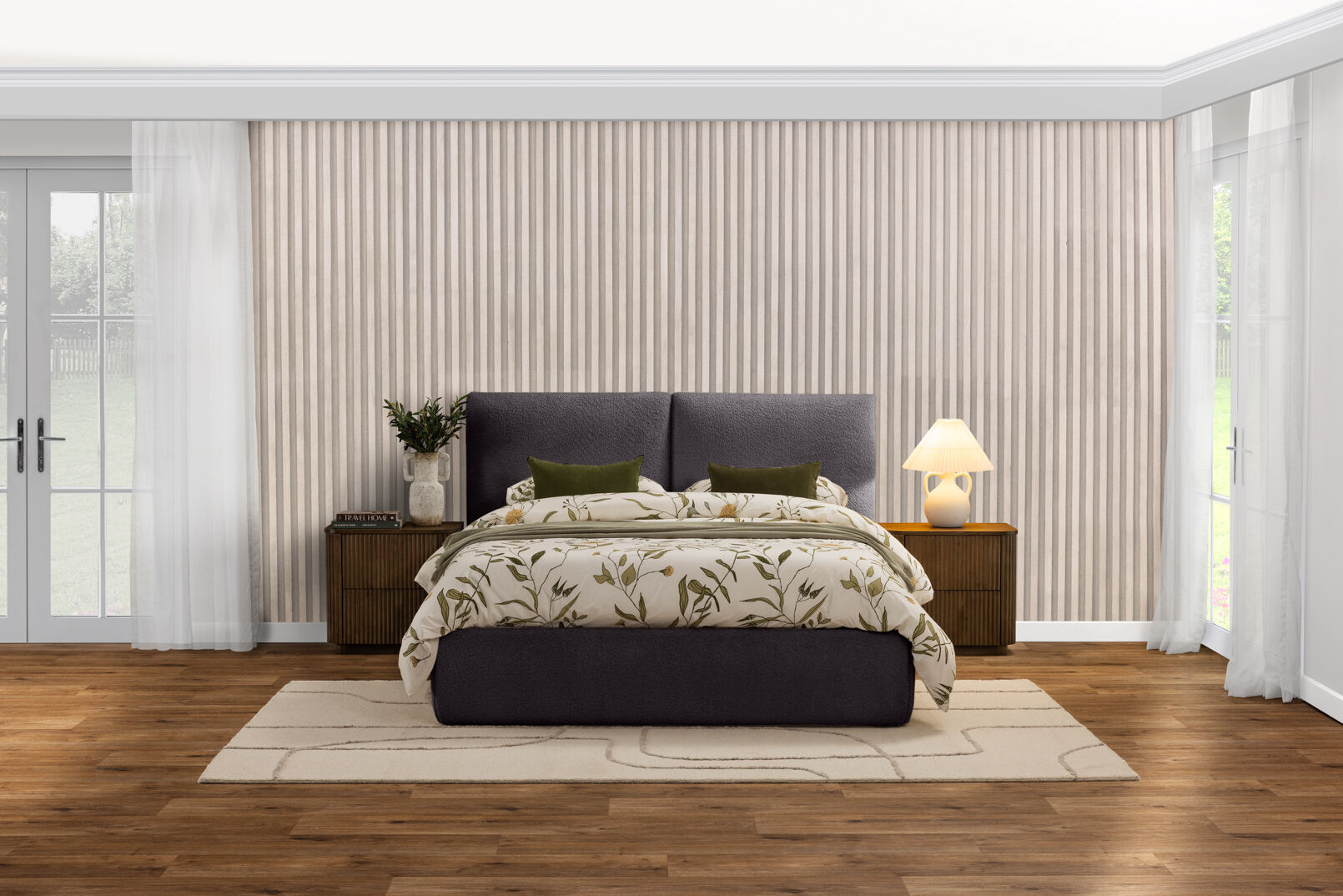 PUEBLO QUEEN BED DARK GREY
