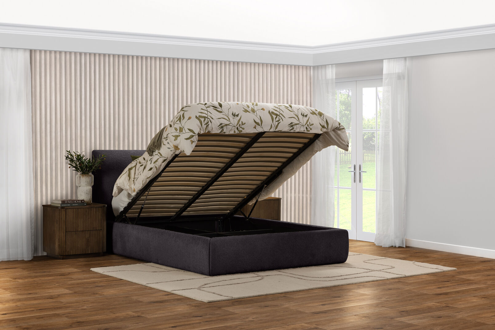 PUEBLO QUEEN BED DARK GREY