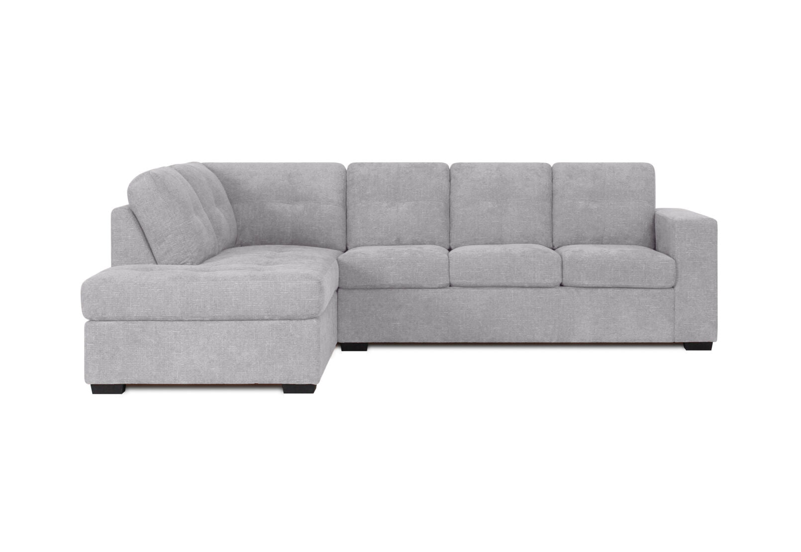 DIAMOND FABRIC CORNER LHF CHAISE WITH SOFA BED LIGHT GREY