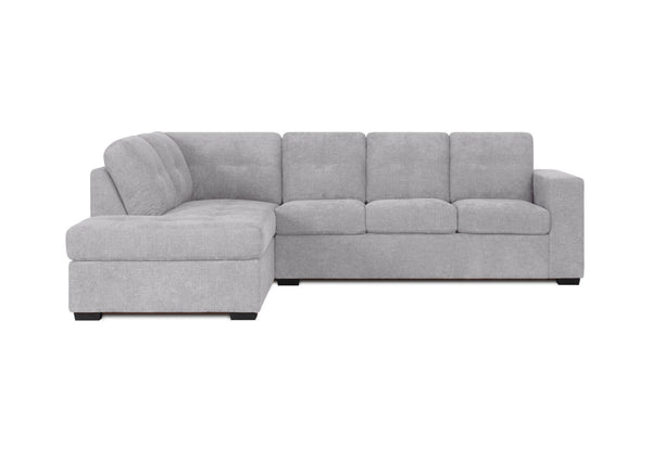 DIAMOND FABRIC CORNER LHF CHAISE WITH SOFA BED LIGHT GREY