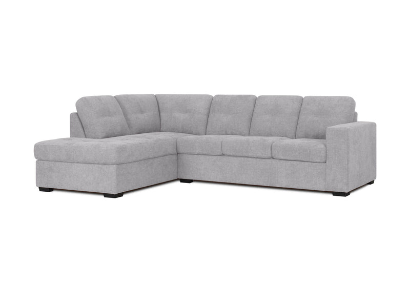 DIAMOND FABRIC CORNER LHF CHAISE WITH SOFA BED LIGHT GREY