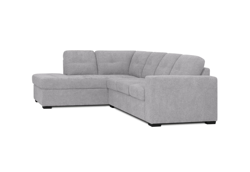 DIAMOND FABRIC CORNER LHF CHAISE WITH SOFA BED LIGHT GREY