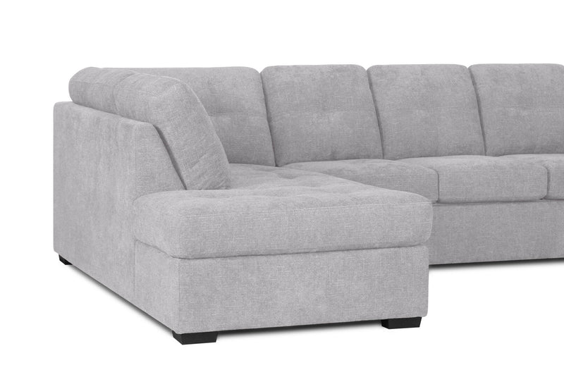 DIAMOND FABRIC CORNER LHF CHAISE WITH SOFA BED LIGHT GREY