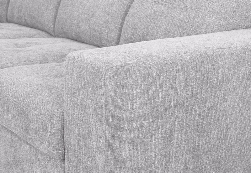 DIAMOND FABRIC CORNER LHF CHAISE WITH SOFA BED LIGHT GREY