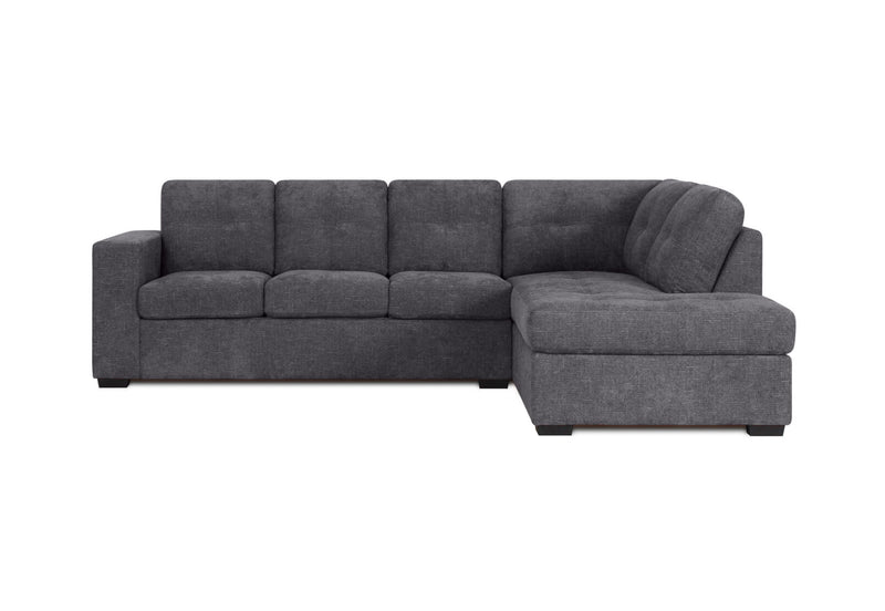 DIAMOND FABRIC CORNER RHF CHAISE WITH SOFA BED DARK GREY