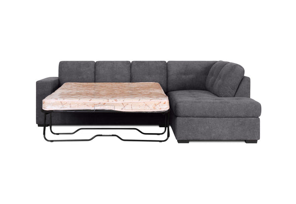 DIAMOND FABRIC CORNER RHF CHAISE WITH SOFA BED DARK GREY