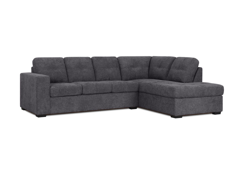 DIAMOND FABRIC CORNER RHF CHAISE WITH SOFA BED DARK GREY