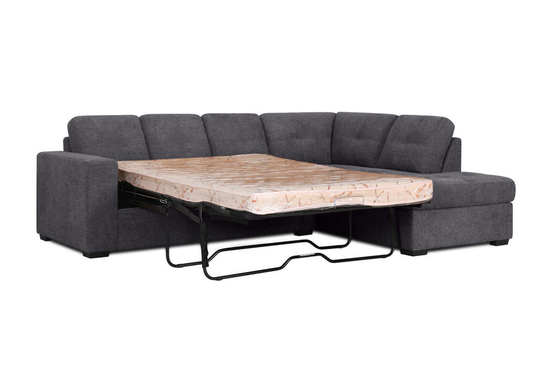 DIAMOND FABRIC CORNER RHF CHAISE WITH SOFA BED DARK GREY