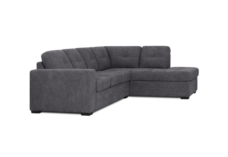 DIAMOND FABRIC CORNER RHF CHAISE WITH SOFA BED DARK GREY
