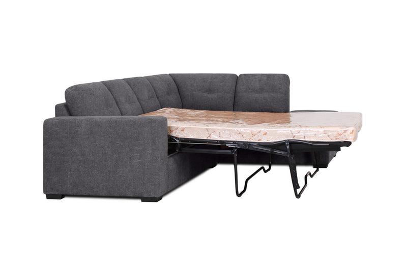 DIAMOND FABRIC CORNER RHF CHAISE WITH SOFA BED DARK GREY