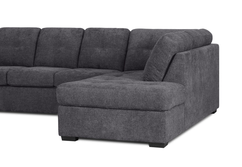 DIAMOND FABRIC CORNER RHF CHAISE WITH SOFA BED DARK GREY
