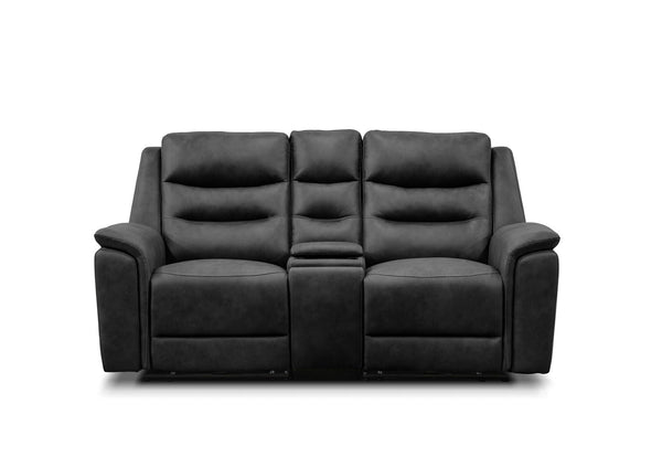 ATALANTA FABRIC 2 SEATER WITH INBUILT ELECTRIC RECLINERS AND CONSOLE CHARCOAL