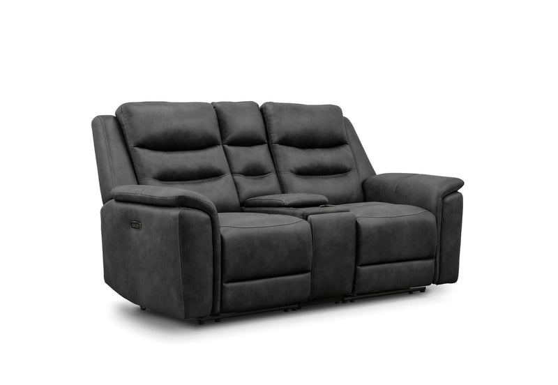 ATALANTA FABRIC 2 SEATER WITH INBUILT ELECTRIC RECLINERS AND CONSOLE CHARCOAL