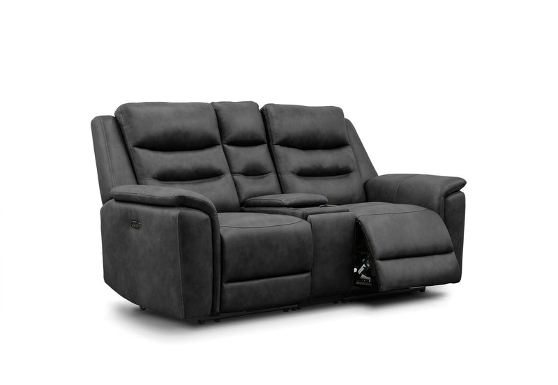 ATALANTA FABRIC 2 SEATER WITH INBUILT ELECTRIC RECLINERS AND CONSOLE CHARCOAL