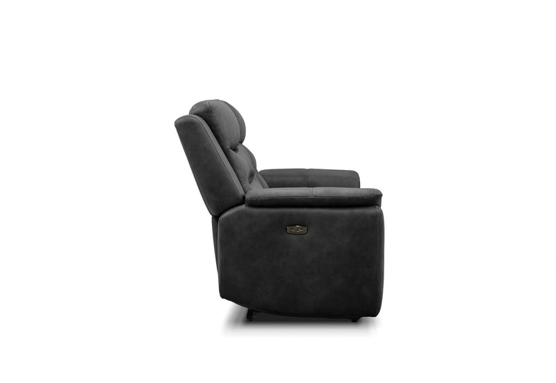 ATALANTA FABRIC 2 SEATER WITH INBUILT ELECTRIC RECLINERS AND CONSOLE CHARCOAL