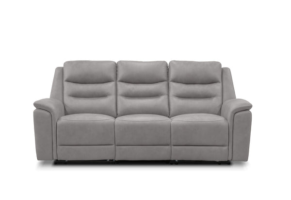 ATALANTA FABRIC 3 SEATER WITH 2 INBUILT ELECTRIC RECLINERS LIGHT GREY