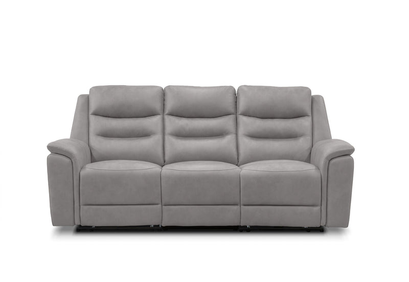 ATALANTA FABRIC 3 SEATER WITH 2 INBUILT ELECTRIC RECLINERS LIGHT GREY