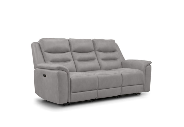 ATALANTA FABRIC 3 SEATER WITH 2 INBUILT ELECTRIC RECLINERS LIGHT GREY