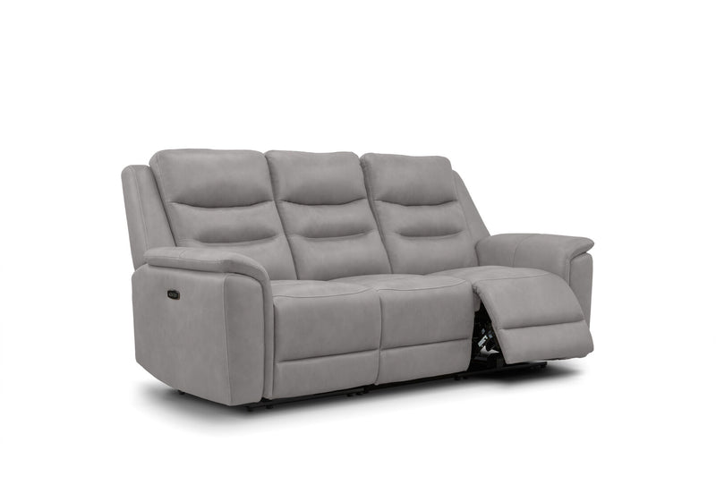 ATALANTA FABRIC 3 SEATER WITH 2 INBUILT ELECTRIC RECLINERS LIGHT GREY