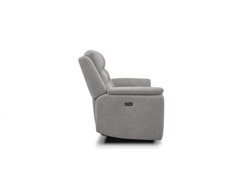 ATALANTA FABRIC 3 SEATER WITH 2 INBUILT ELECTRIC RECLINERS LIGHT GREY