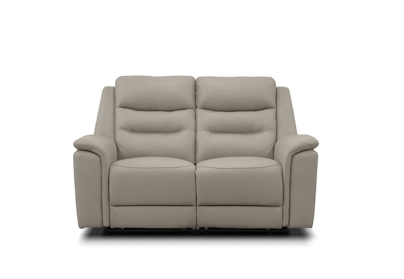 ATALANTA LEATHER 2 SEATER WITH INBUILT ELECTRIC RECLINERS LIGHT GREY