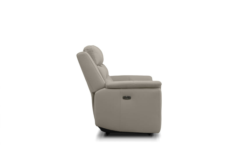 ATALANTA LEATHER 2 SEATER WITH INBUILT ELECTRIC RECLINERS LIGHT GREY