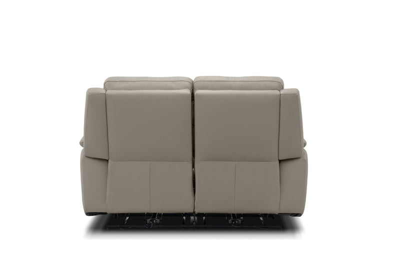 ATALANTA LEATHER 2 SEATER WITH INBUILT ELECTRIC RECLINERS LIGHT GREY