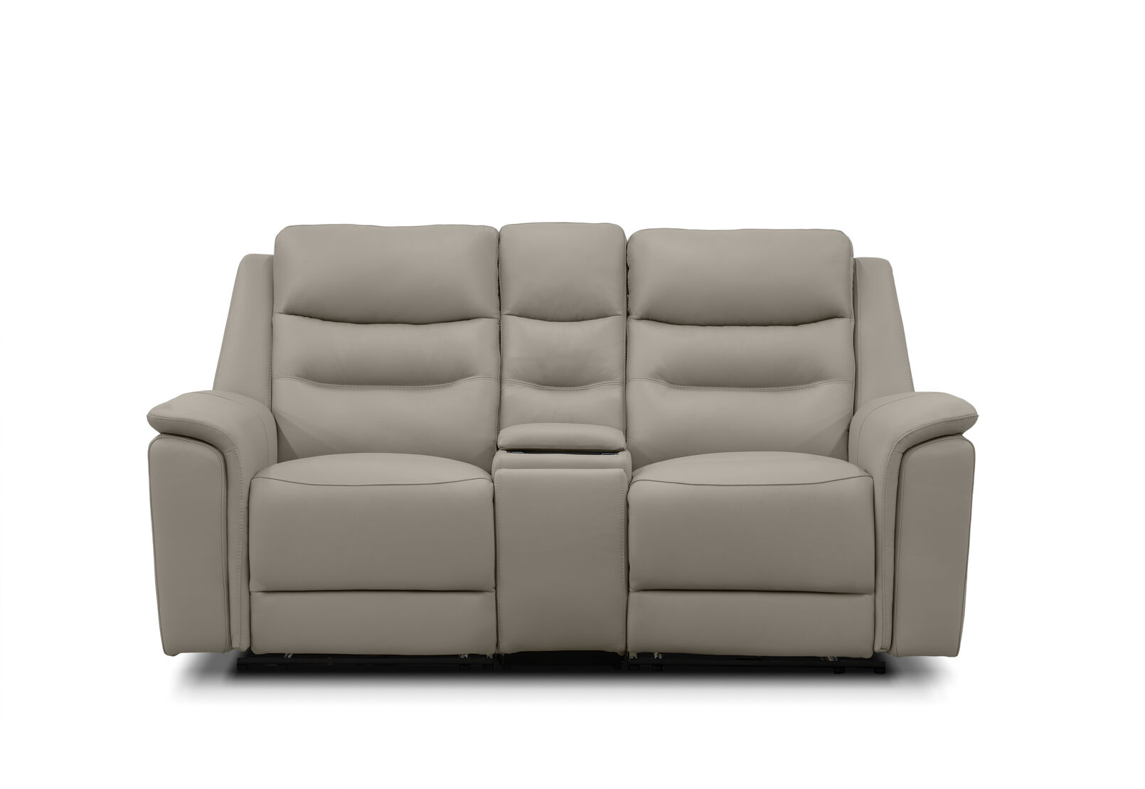 ATALANTA LEATHER 2 SEATER WITH INBUILT ELECTRIC RECLINERS AND CONSOLE LIGHT GREY