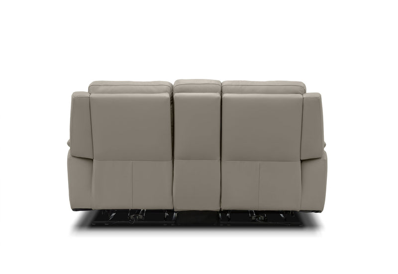 ATALANTA LEATHER 2 SEATER WITH INBUILT ELECTRIC RECLINERS AND CONSOLE LIGHT GREY