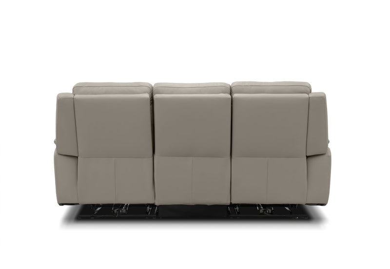 ATALANTA LEATHER 3 SEATER WITH 2 INBUILT ELECTRIC RECLINERS LIGHT GREY