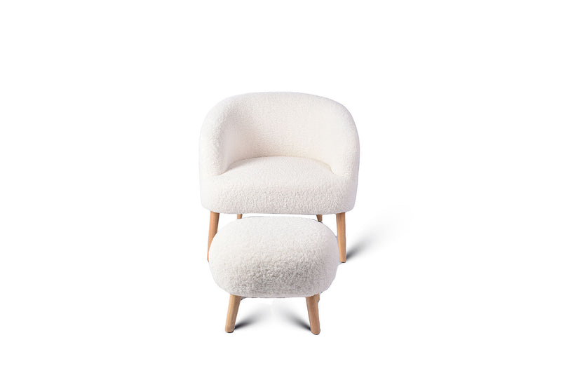 ALBA ACCENT CHAIR WITH STOOL WHITE