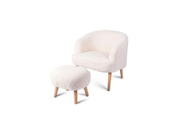 ALBA ACCENT CHAIR WITH STOOL WHITE