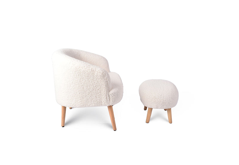 ALBA ACCENT CHAIR WITH STOOL WHITE