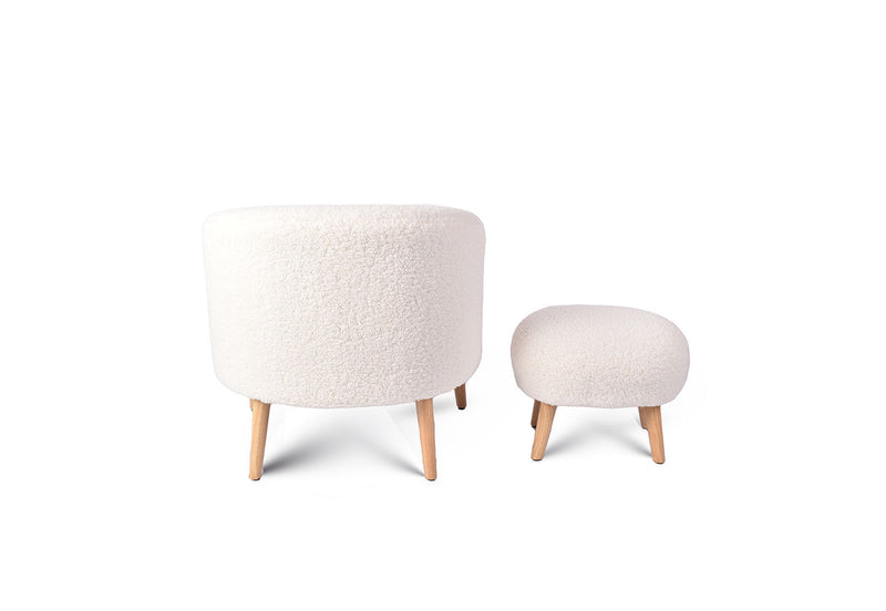 ALBA ACCENT CHAIR WITH STOOL WHITE