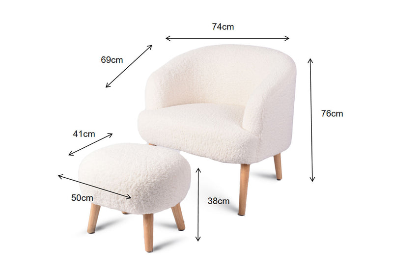 ALBA ACCENT CHAIR WITH STOOL WHITE