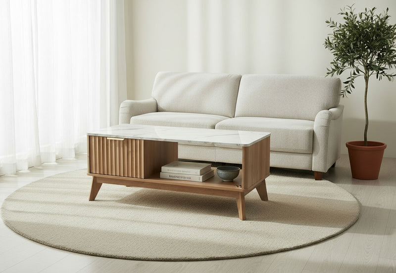 WHITEHEAD COFFEE TABLE 	NATURAL WHITE