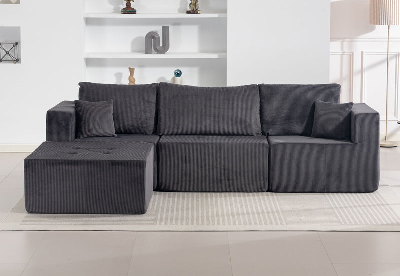 MCCULLOUGH 3 SEAT SOFA WITH OTTOMAN DARK GREY