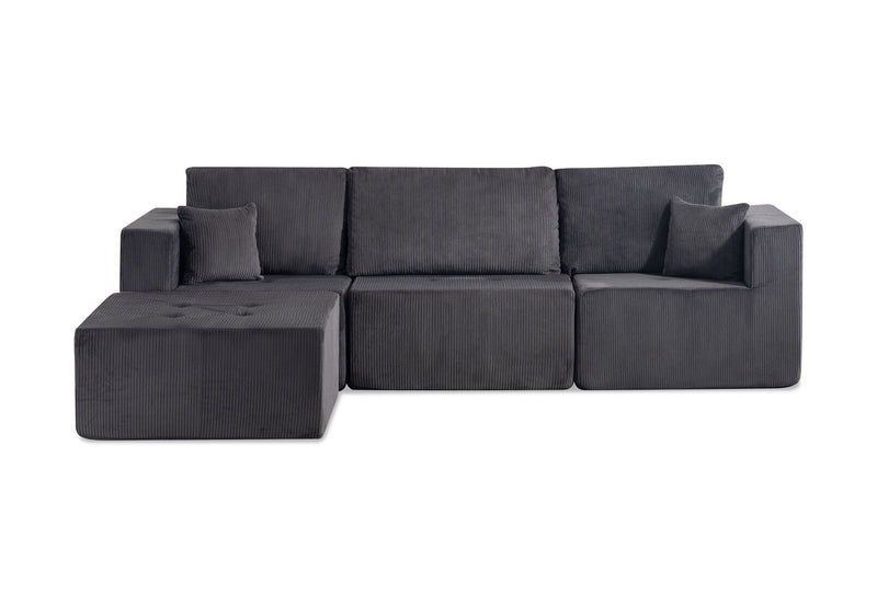 MCCULLOUGH 3 SEAT SOFA WITH OTTOMAN DARK GREY
