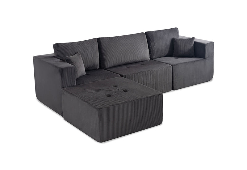 MCCULLOUGH 3 SEAT SOFA WITH OTTOMAN DARK GREY