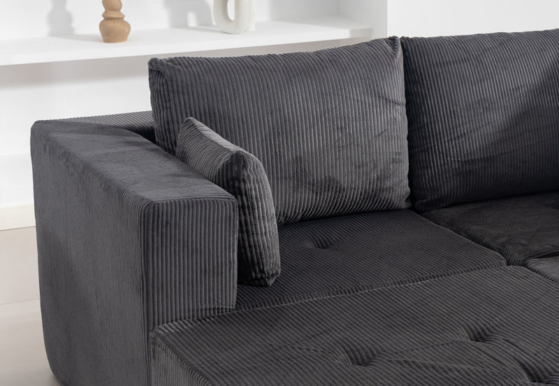 MCCULLOUGH 3 SEAT SOFA WITH OTTOMAN DARK GREY