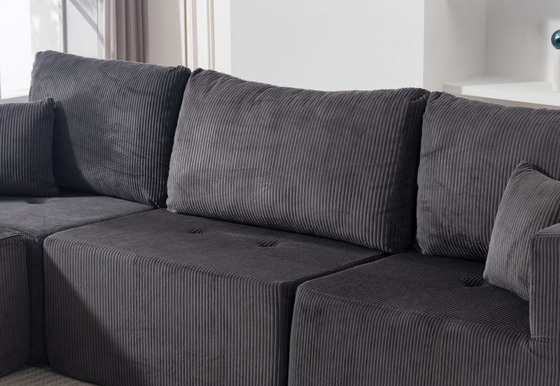 MCCULLOUGH 3 SEAT SOFA WITH OTTOMAN DARK GREY
