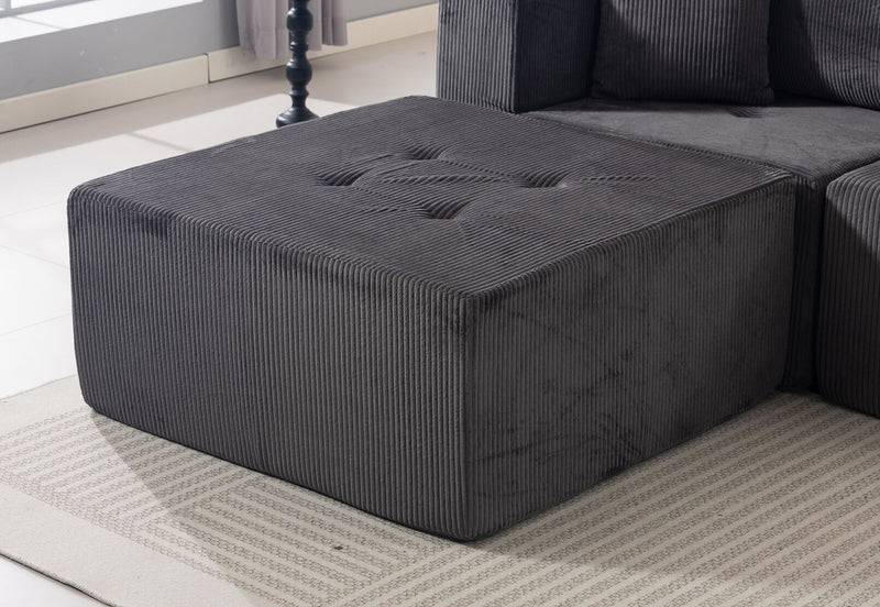 MCCULLOUGH 3 SEAT SOFA WITH OTTOMAN DARK GREY