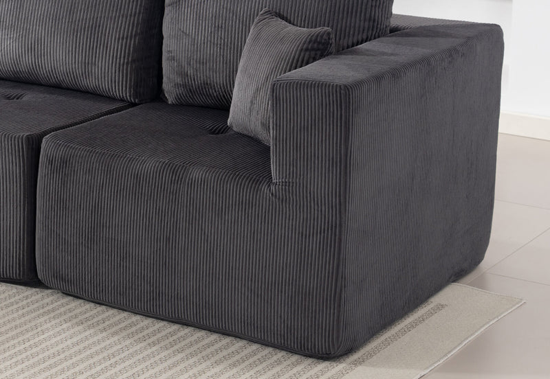 MCCULLOUGH 3 SEAT SOFA WITH OTTOMAN DARK GREY