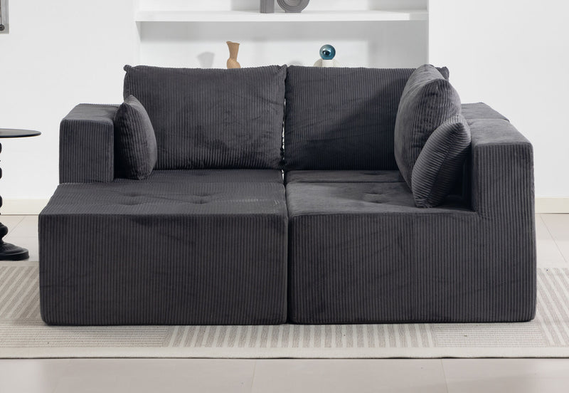 MCCULLOUGH 3 SEAT SOFA WITH OTTOMAN DARK GREY