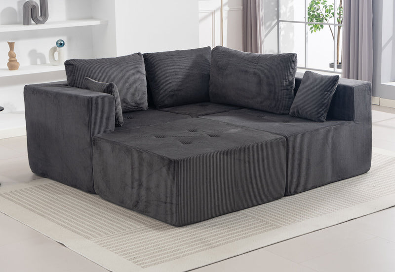 MCCULLOUGH 3 SEAT SOFA WITH OTTOMAN DARK GREY