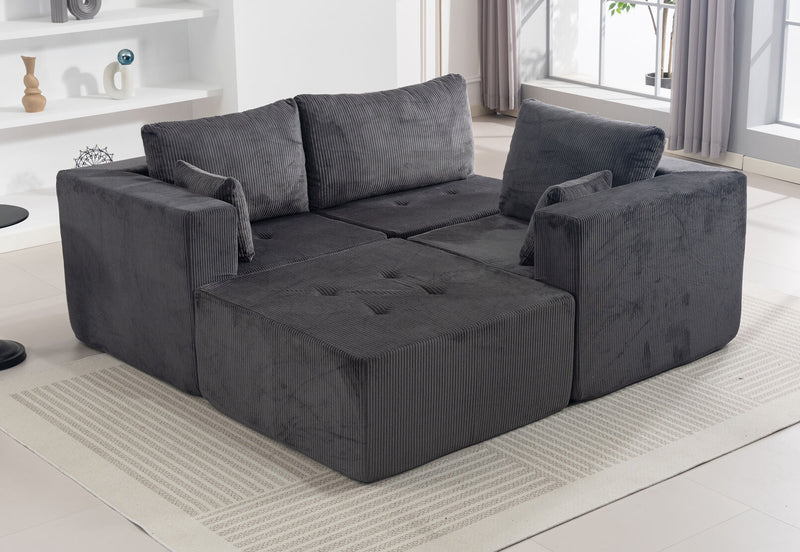 MCCULLOUGH 3 SEAT SOFA WITH OTTOMAN DARK GREY