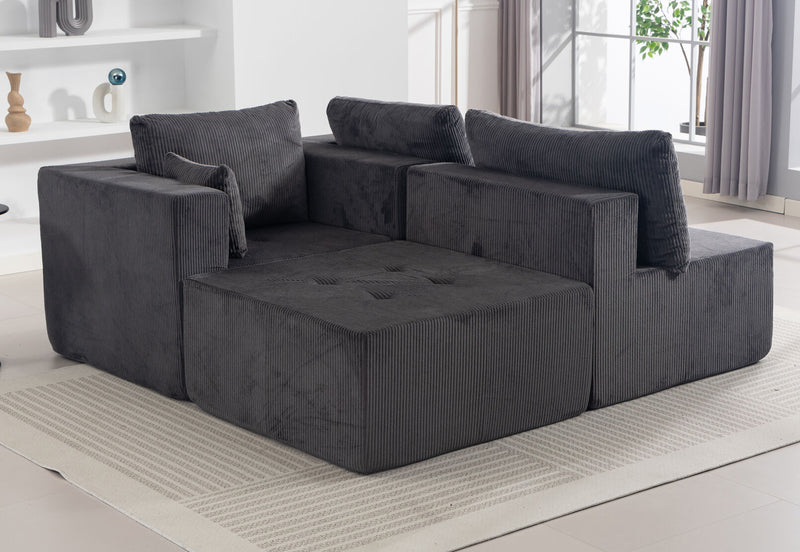 MCCULLOUGH 3 SEAT SOFA WITH OTTOMAN DARK GREY