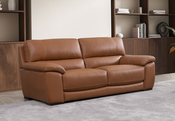 WILCOT LEATHER 2.5 SEATER SOFA 	TAN