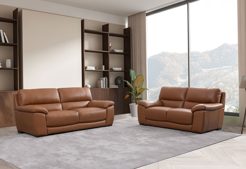 WILCOT LEATHER 2.5 SEATER SOFA 	TAN